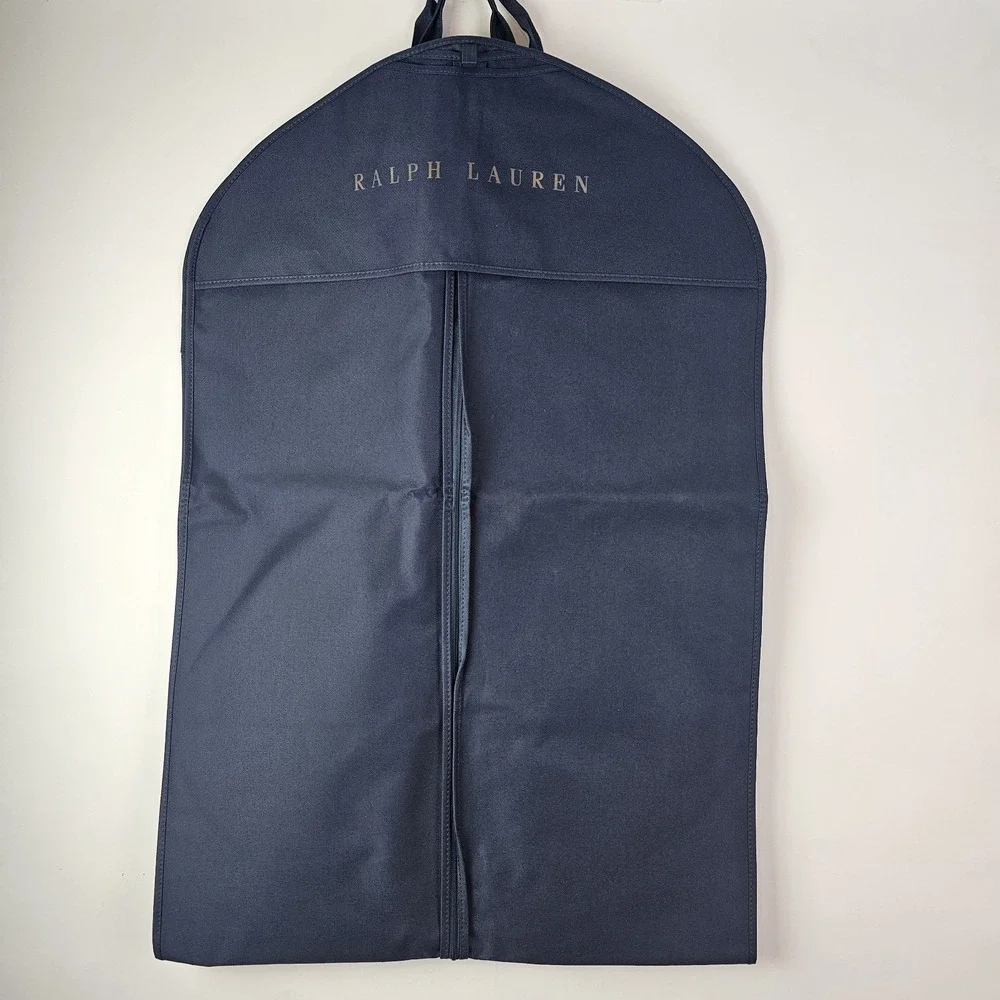 Ralph Lauren Long Navy Blue Travel Storage Garment Bag Gold Letters Quiet Luxury